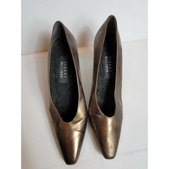 Vintage Stuart Weitzman‎ Heels Bronze Womens Retro Size 8 VTG 1990s - Picture 3 of 7